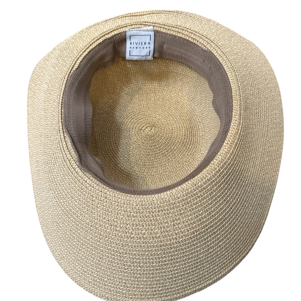 Riviera New York Packable Straw Scarf Sun Hat Wide Brim - Picture 6 of 6